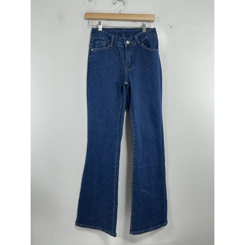 Womans Excellent Condition Flared Leg Blue Jeans Stretch Size 27 0178/A-5
